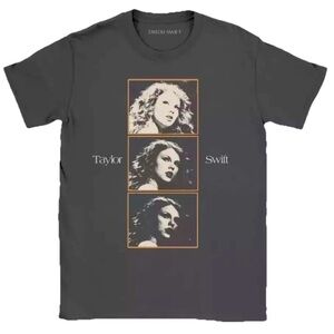 Authentic TAYlOR SWIFT 3 Photo FEARLESS TV Charcoal T-Shirt Size: Small NEW